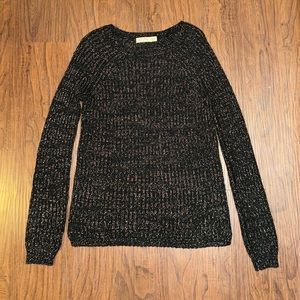 Faded Glory Black & Silver Glittery, Open-Knit Sweater.